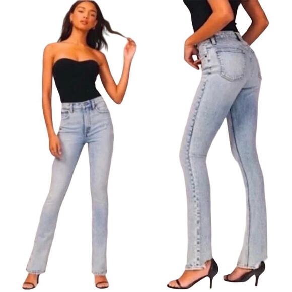 Abercrombie & Fitch Jeans 90s Skinny High Rise Distressed Light Acid Blue 8 29 - Picture 1 of 9